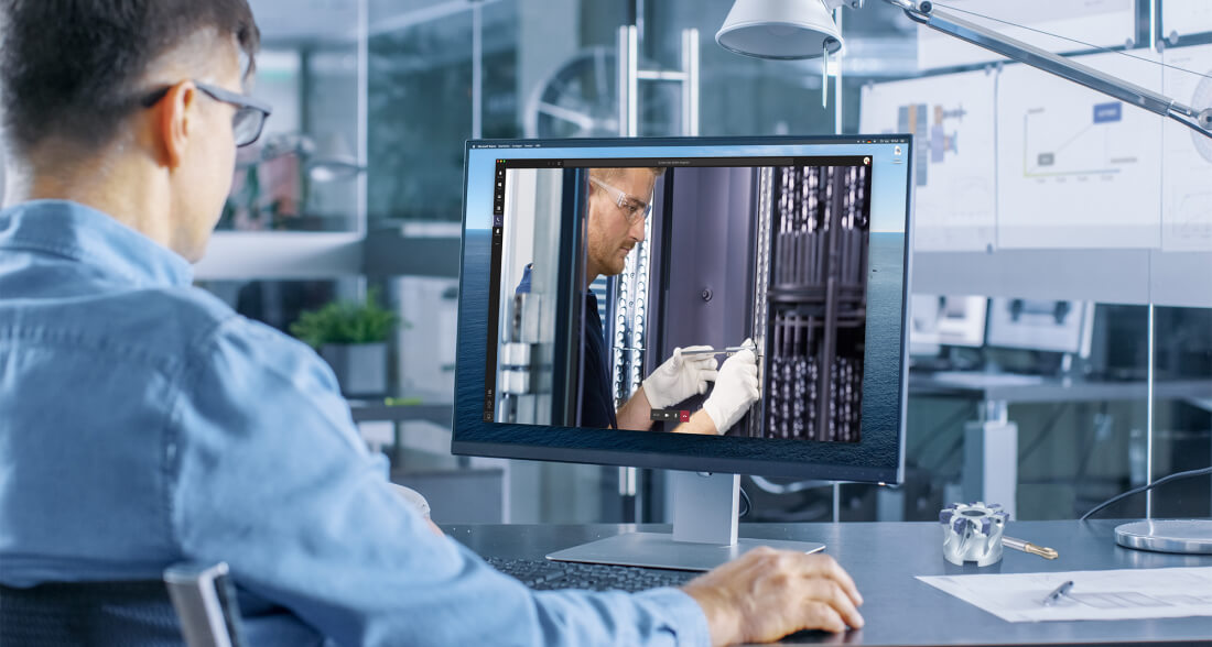 A man takes part in an online video conference